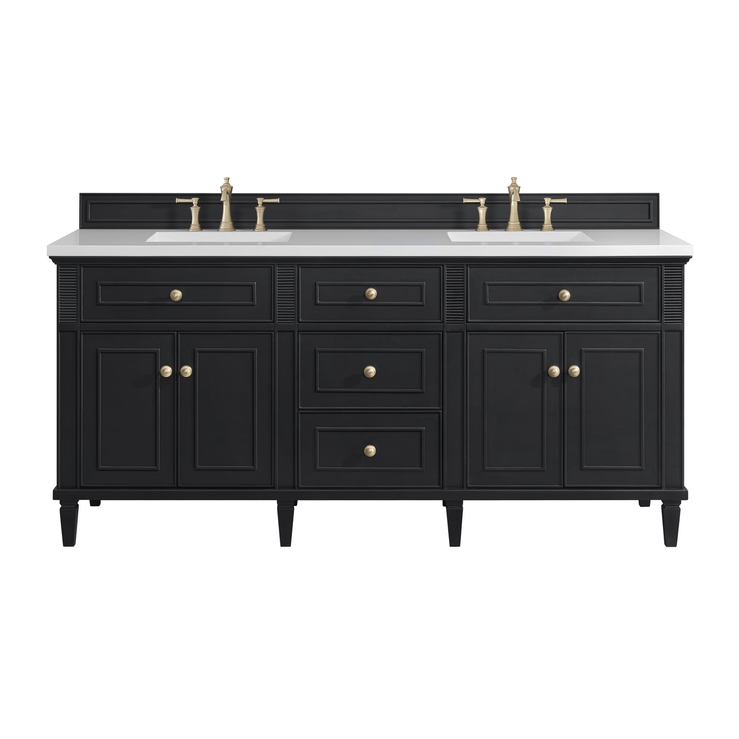 Renovate for Less Atlanta Lorelai 72" Double Vanity, Black Onyx w/ 3 CM White Zeus Silestone Top