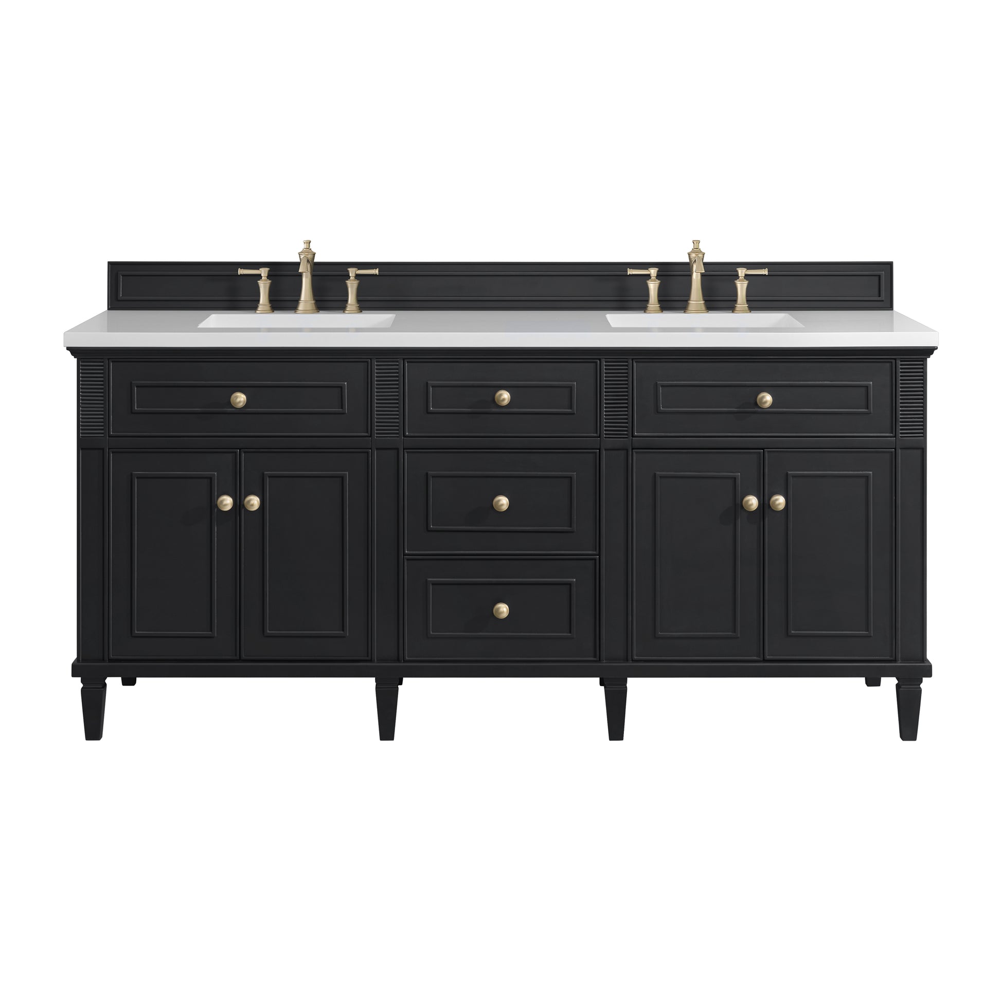 Renovate for Less Atlanta Lorelai 72" Double Vanity, Black Onyx w/ 3 CM White Zeus Silestone Top