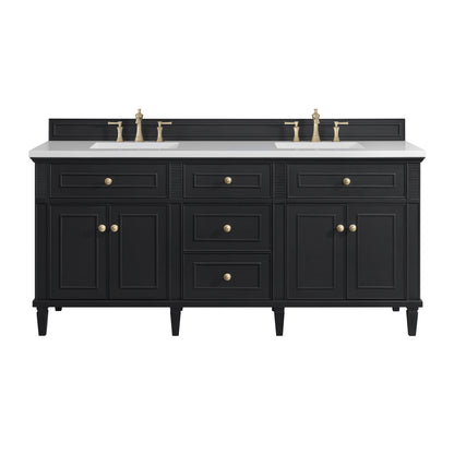 Renovate for Less Atlanta Lorelai 72" Double Vanity, Black Onyx w/ 3 CM White Zeus Silestone Top