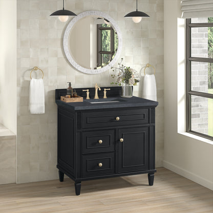 Renovate for Less Atlanta Lorelai 36" Single Vanity, Black Onyx w/ 3 CM Charcoal Soapstone Silestone Top