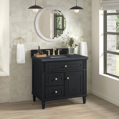 Lorelai 36" Single Vanity, Black Onyx w/ 3 CM Charcoal Soapstone Silestone Top