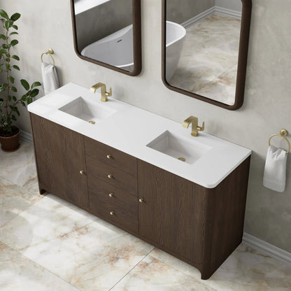 Gracyn 72" Double Vanity, Sable, w/ 3 CM White Zeus Quartz Top