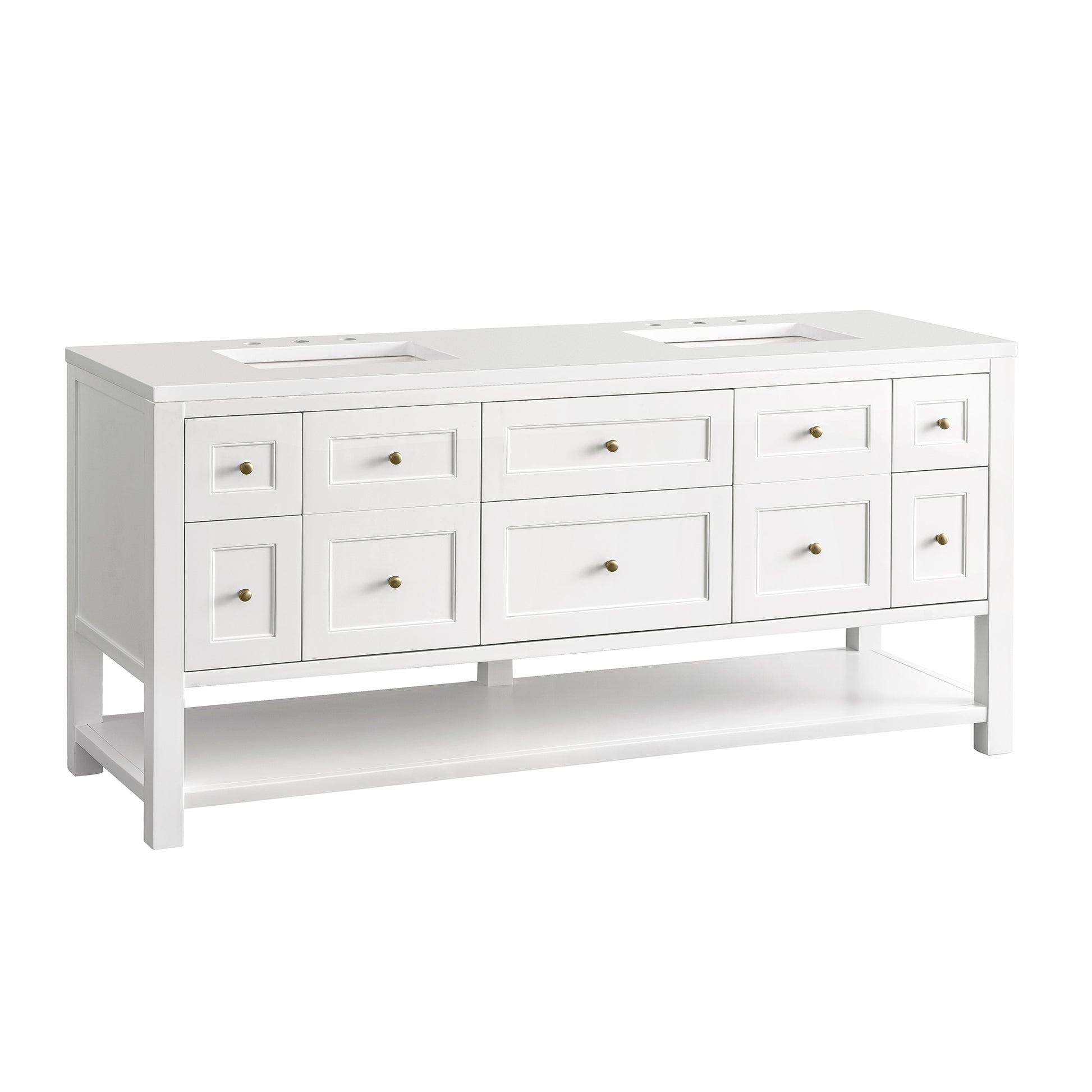 Renovate for Less Atlanta Breckenridge 72" Double Vanity, Bright White w/ 3 CM White Zeus Top
