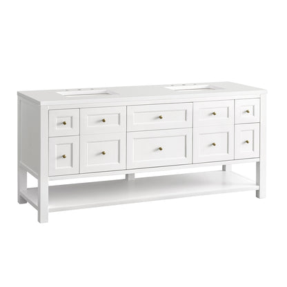 Renovate for Less Atlanta Breckenridge 72" Double Vanity, Bright White w/ 3 CM White Zeus Top