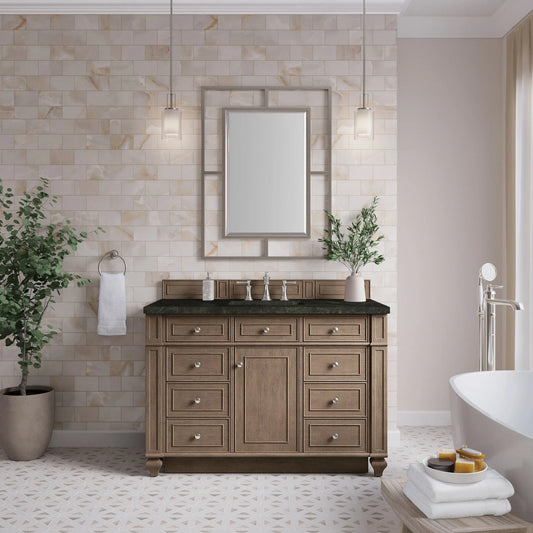 Bristol 48" Single Vanity, Whitewashed Walnut, w/ 3 CM Phantome Eclos Top