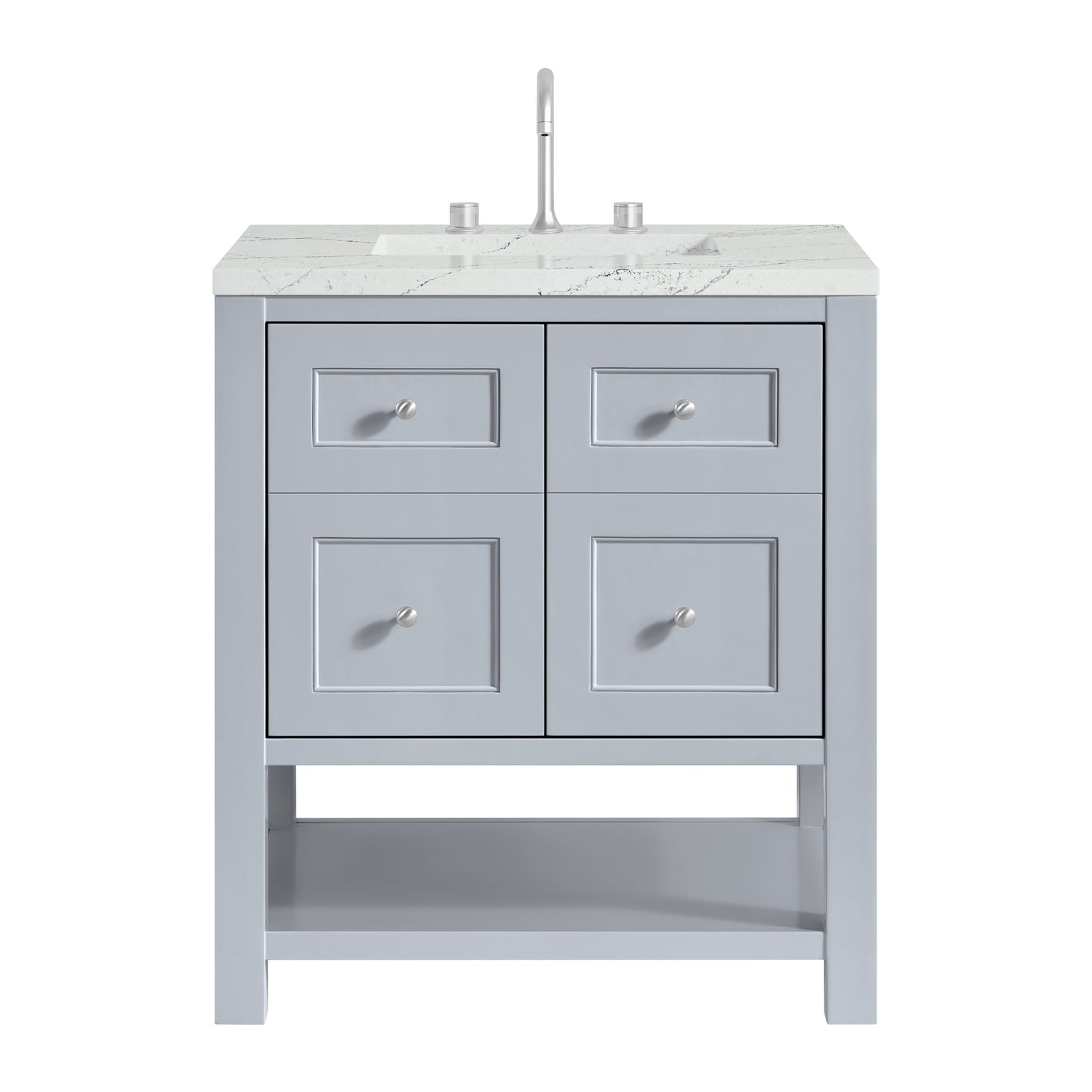 Renovate for Less Atlanta Breckenridge 30" Single Vanity, Serenity Blue, w/ 3 CM Ethereal Noctis Quartz Top