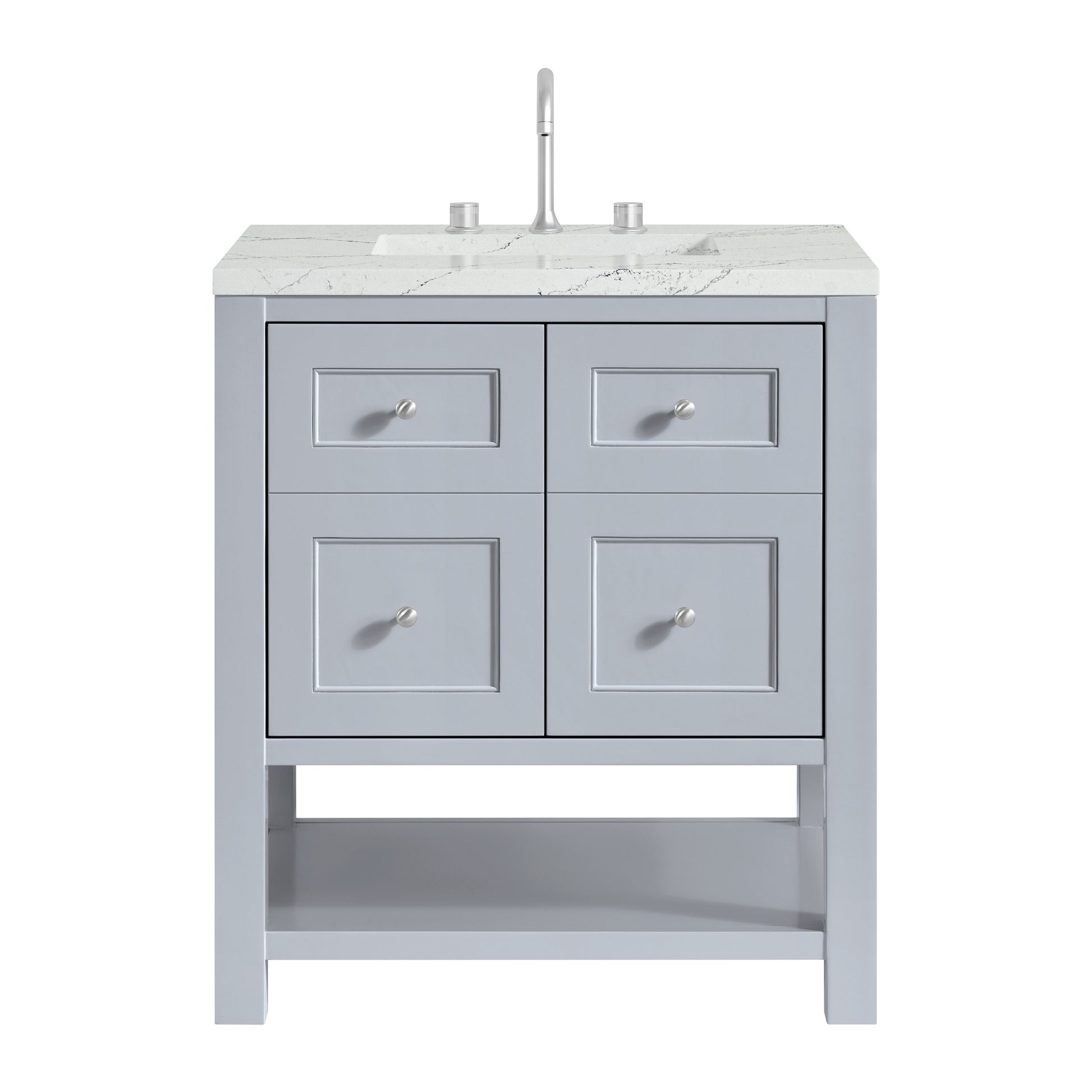 Renovate for Less Atlanta Breckenridge 30" Single Vanity, Serenity Blue, w/ 3 CM Ethereal Noctis Quartz Top