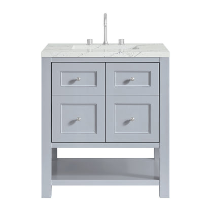 Renovate for Less Atlanta Breckenridge 30" Single Vanity, Serenity Blue, w/ 3 CM Ethereal Noctis Quartz Top