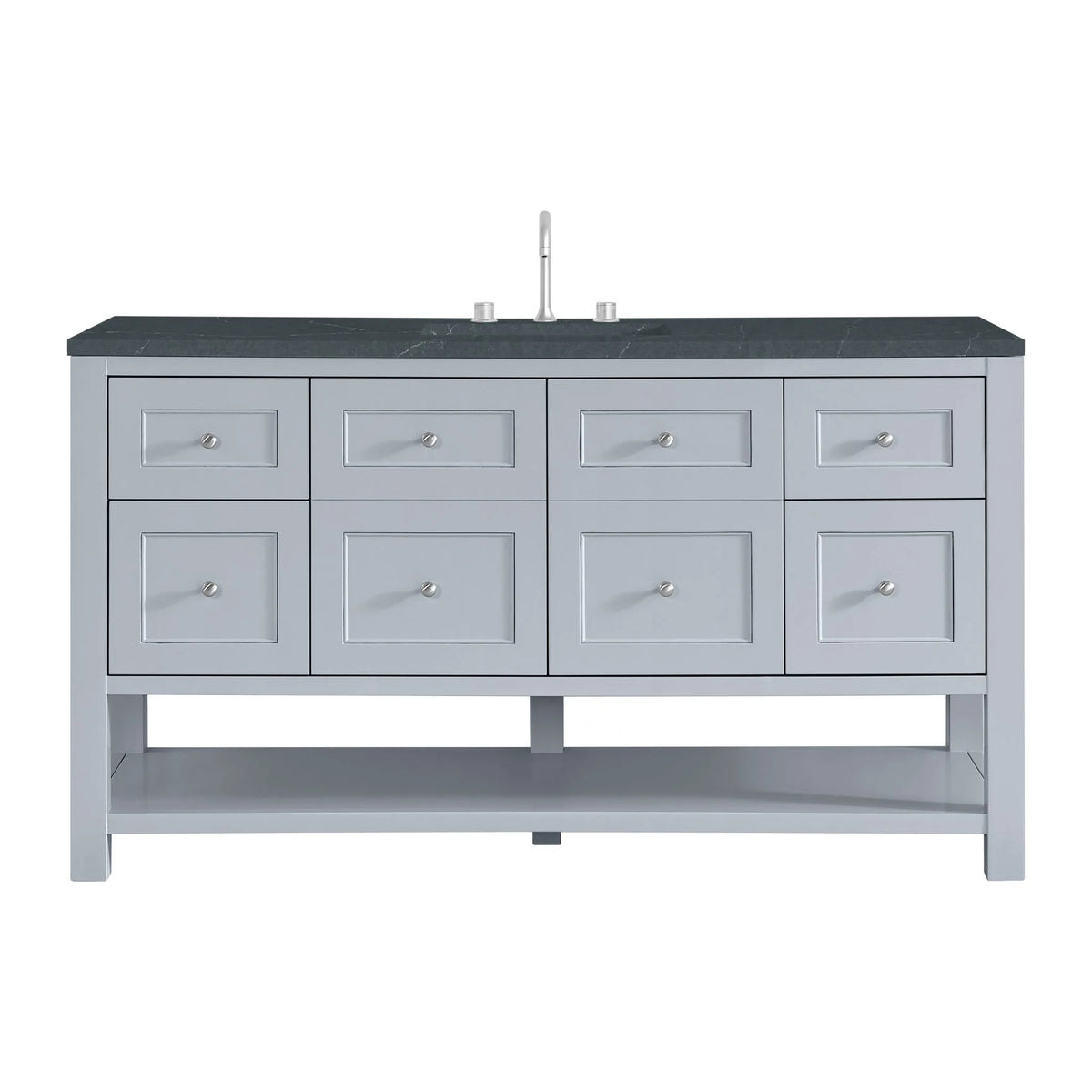 Breckenridge 60" Single Vanity, Serenity Blue, w/ 3 CM Charcoal Soapstone Quartz Top