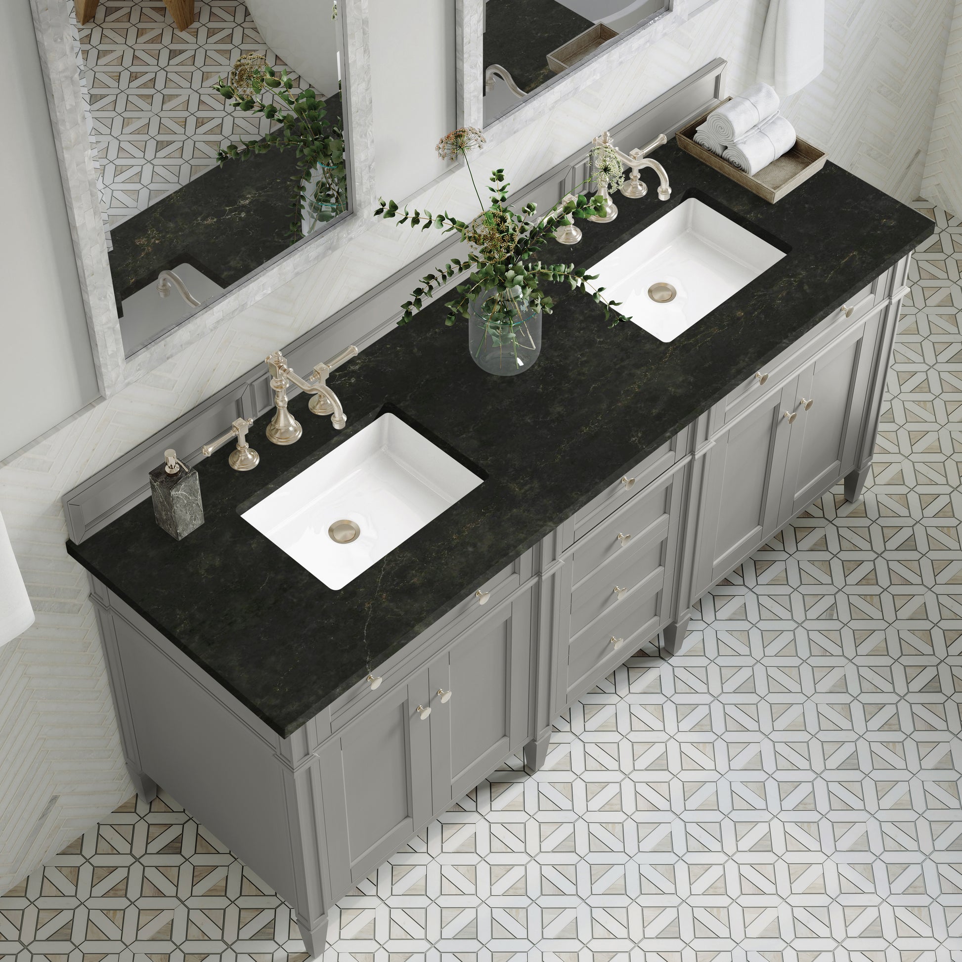 Renovate for Less Atlanta Brittany 72" Double Vanity, Urban Gray, w/ 3 CM Phantome Eclos Top