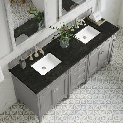 Brittany 72" Double Vanity, Urban Gray, w/ 3 CM Phantome Eclos Top