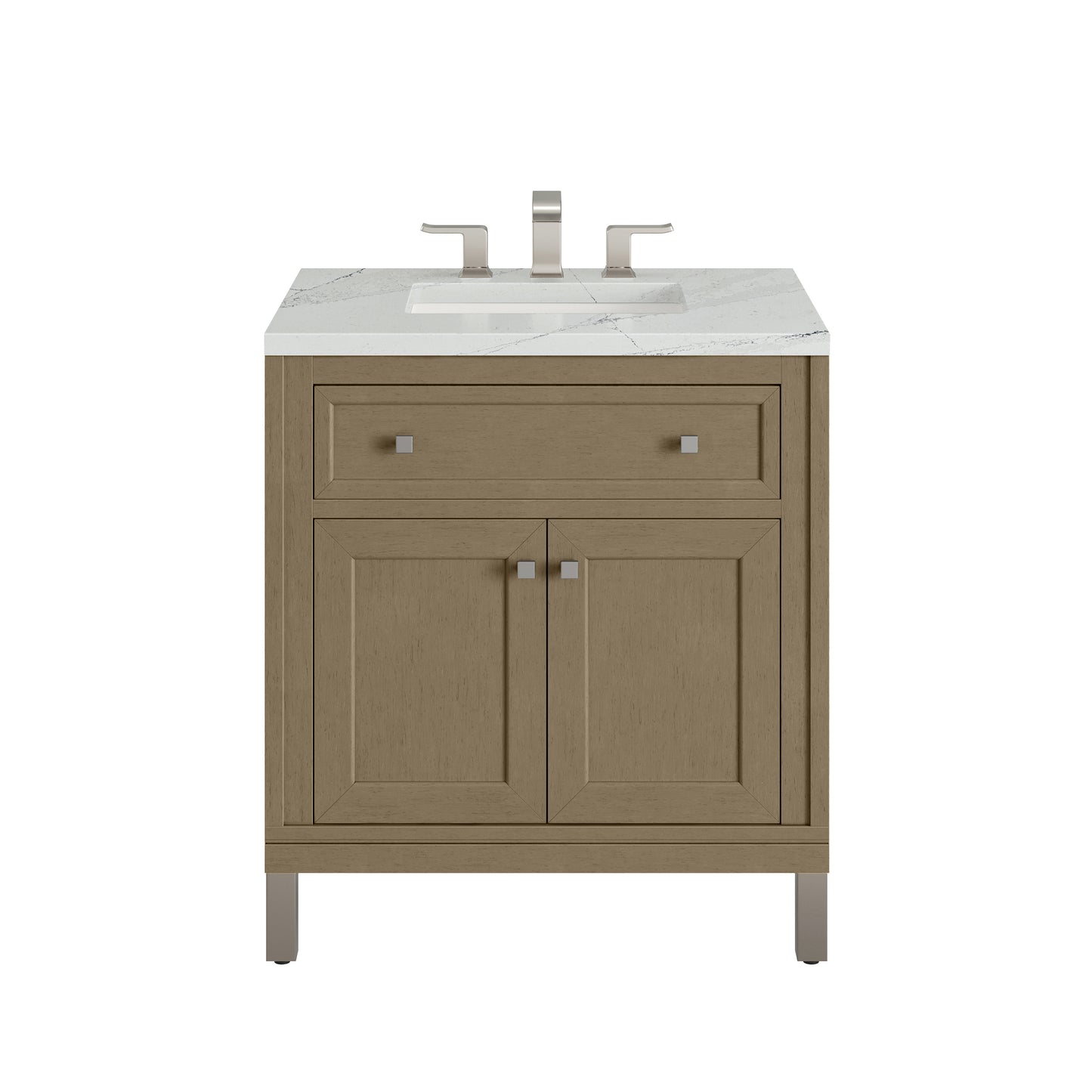 Renovate for Less Atlanta Chicago 30" Single Vanity, Walnut Whisper, w/ 3 CM Ethereal Noctis Silestone® Top