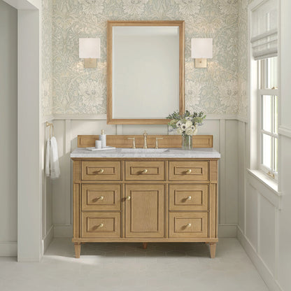 Lorelai 48" Single Vanity, Light Natural Oak w/ 3 CM Eternal Jasmine Pearl Silestone Top w/FreePower Wireless Charger