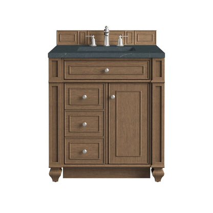 Bristol 30" Single Vanity, Saddle Brown w/ 3 CM Charcoal Soapstone Silestone Top