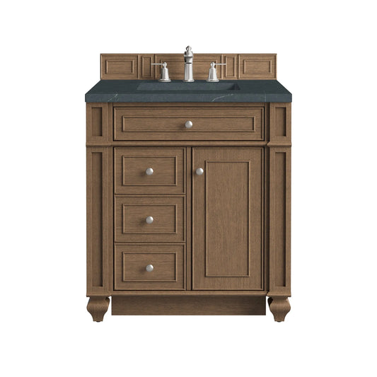 Bristol 30" Single Vanity, Saddle Brown w/ 3 CM Charcoal Soapstone Silestone Top