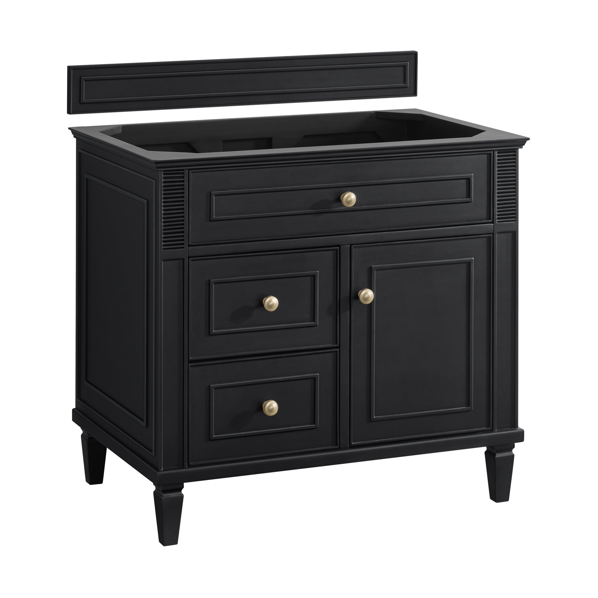 Renovate for Less Atlanta Lorelai 36" Single Vanity, Black Onyx w/ 3 CM Charcoal Soapstone Silestone Top