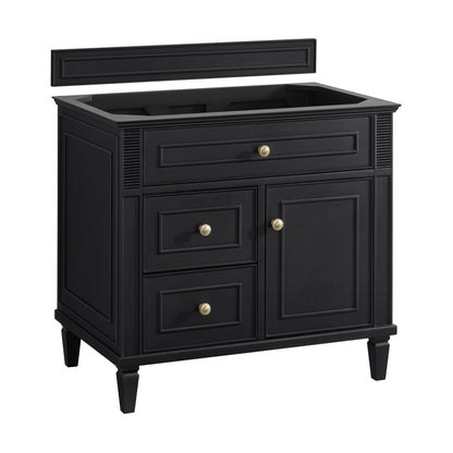 Renovate for Less Atlanta Lorelai 36" Single Vanity, Black Onyx w/ 3 CM Victorian Silver Silestone Top