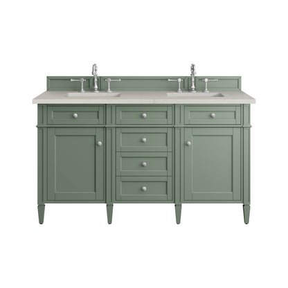 Renovate for Less Atlanta Brittany 60" Double Vanity, Smokey Celadon, w/ 3 CM Siberian Silestone Top