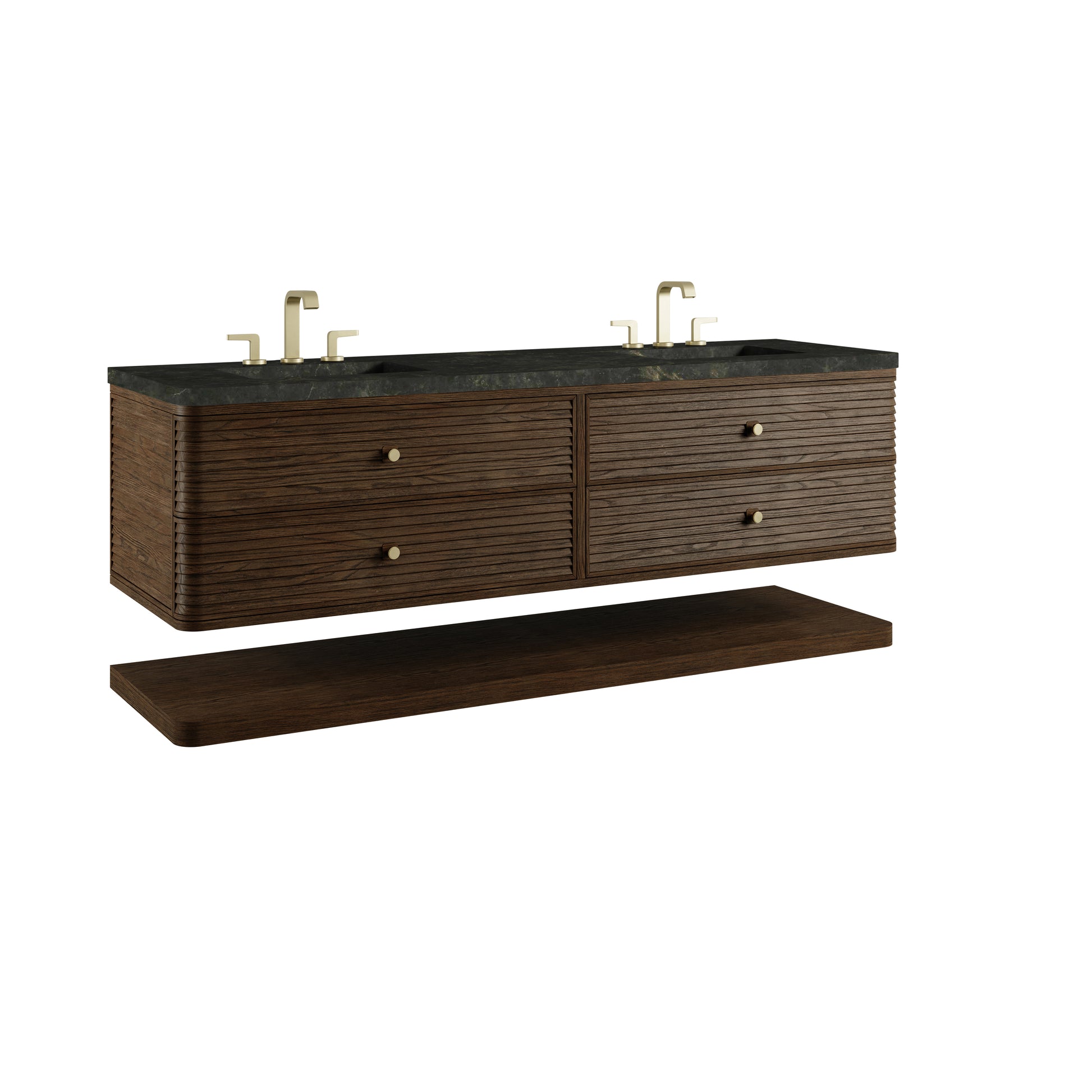 Renovate for Less Atlanta Allamari 72" Double Vanity, Sable w/ 3 CM Phantome Eclos Top