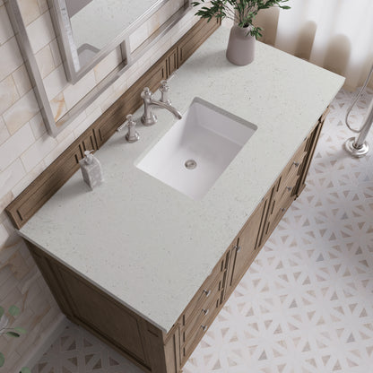 Renovate for Less Atlanta Bristol 48" Single Vanity, Whitewashed Walnut w/ 3 CM Lime Delight Silestone Top