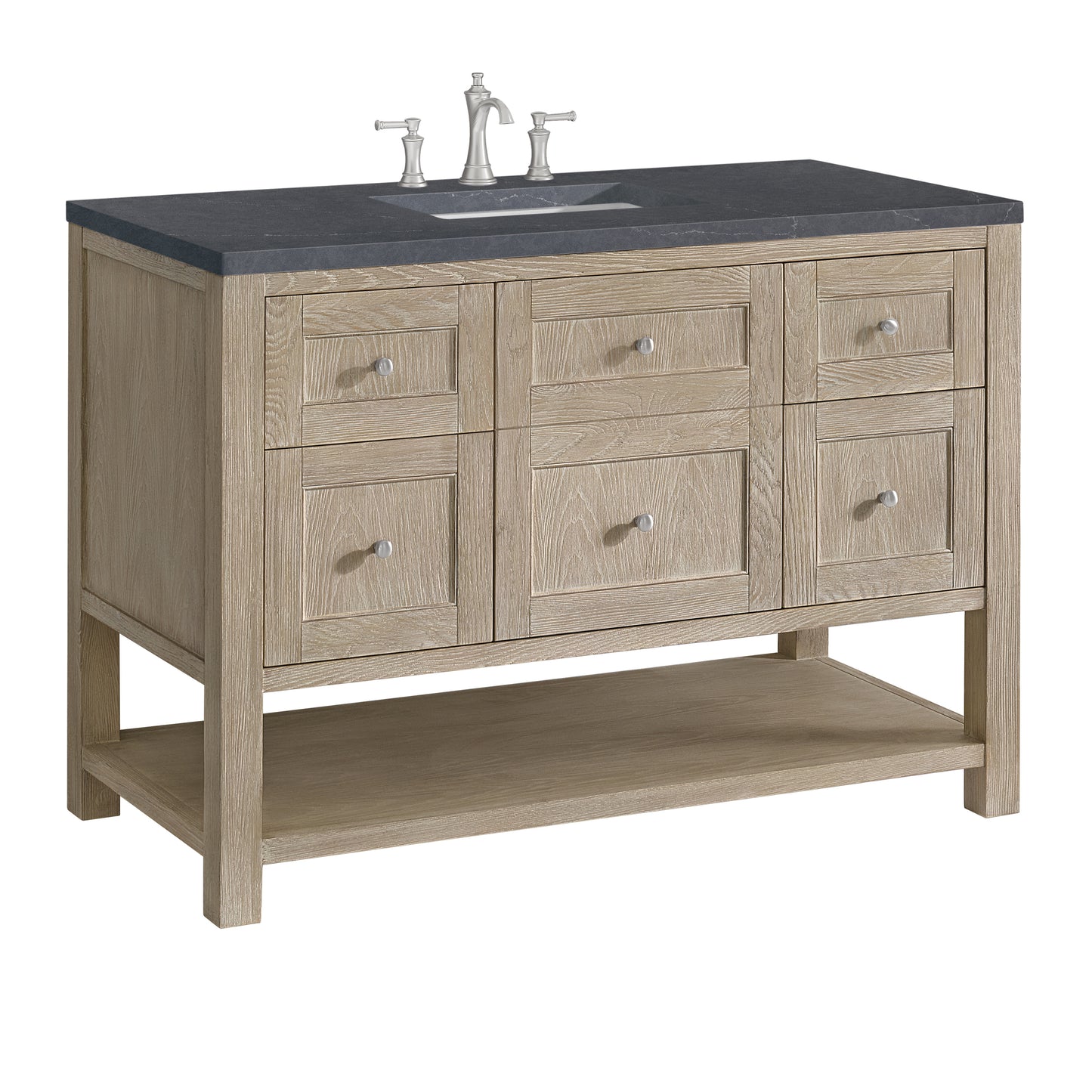 Renovate for Less Atlanta Breckenridge 48" Single Vanity, Whitewashed Oak w/ 3 CM Charcoal Soapstone Silestone Top