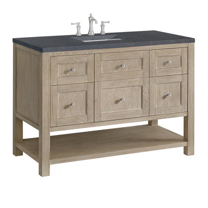 Renovate for Less Atlanta Breckenridge 48" Single Vanity, Whitewashed Oak w/ 3 CM Charcoal Soapstone Silestone Top