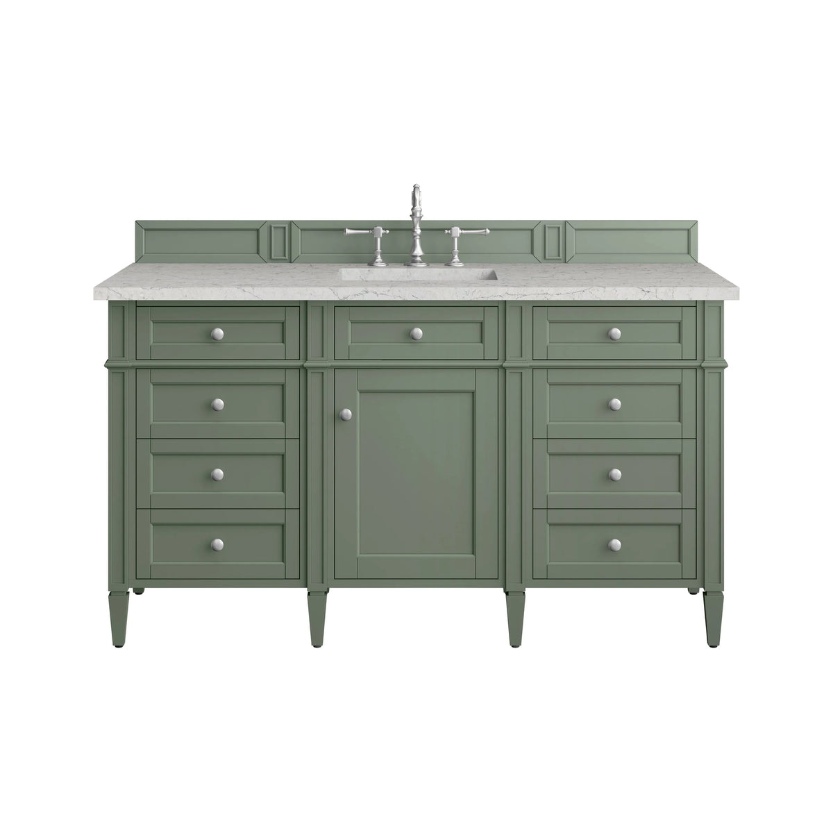 Brittany 60" Single Vanity, Smokey Celadon w/ 3 CM Eternal Jasmine Pearl Top