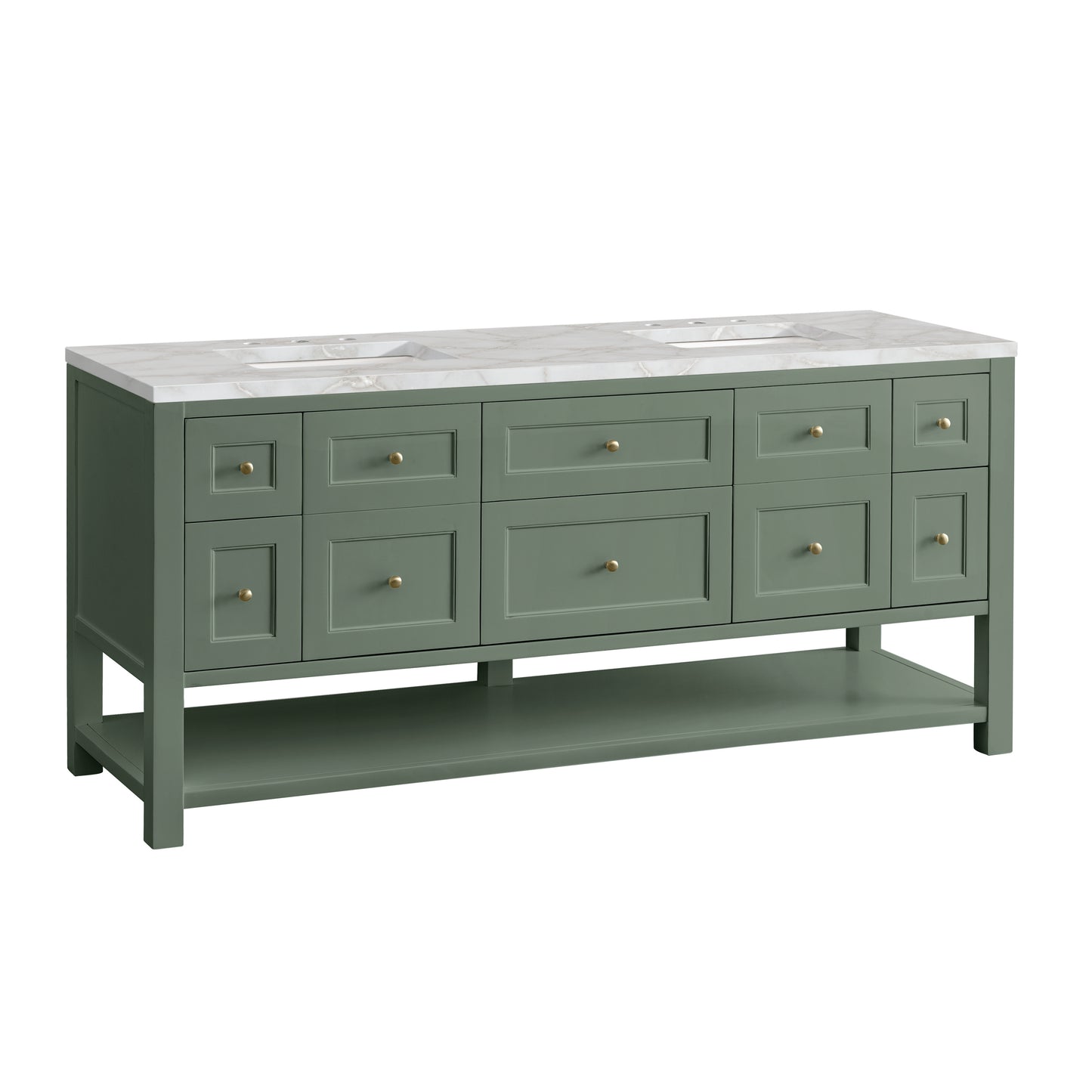 Renovate for Less Atlanta Breckenridge 72" Double Vanity, Smokey Celadon w/ 3 CM Victorian Silver Top
