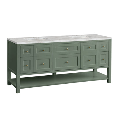 Renovate for Less Atlanta Breckenridge 72" Double Vanity, Smokey Celadon w/ 3 CM Victorian Silver Top