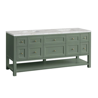 Breckenridge 72" Double Vanity, Smokey Celadon w/ 3 CM Victorian Silver Top
