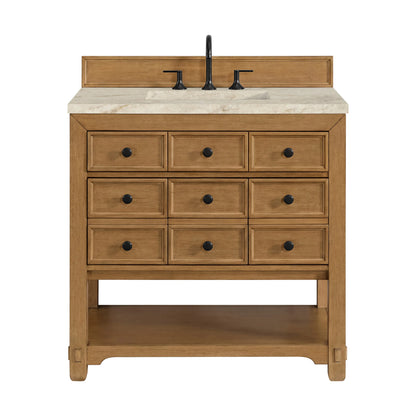 Malibu 36" Single Vanity, Amber Birch, w/ 3 CM Tajnar Eclos Top
