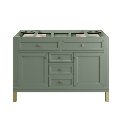 Renovate for Less Atlanta Chicago 48" Single Vanity, Smokey Celadon, w/ Single Hole 3CM White Zeus Silestone® Top & Backsplash
