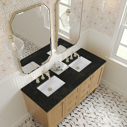 Renovate for Less Atlanta Laurent 60" Double Vanity, Light Natural Oak, w/ 3 CM Phantome Eclos Top