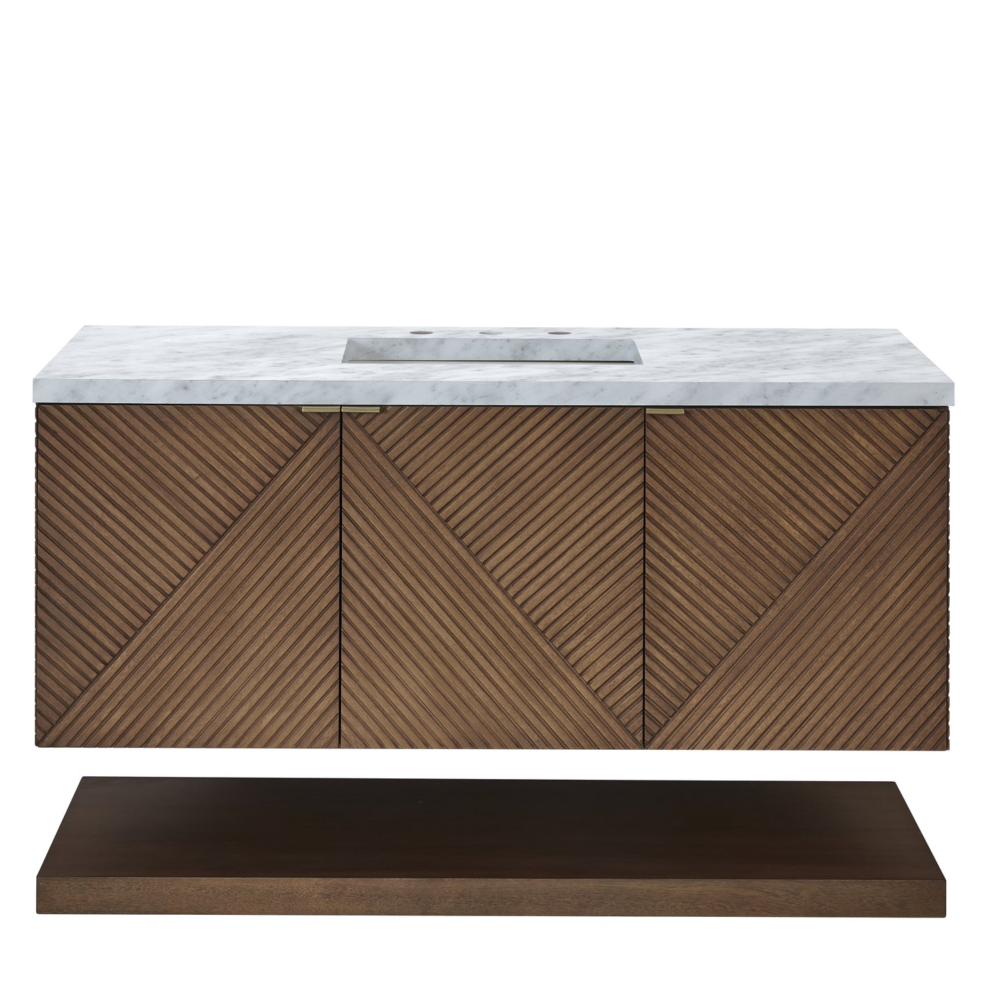 Renovate for Less Atlanta Marcello 48" Single Vanity, Chestnut w/ 3 CM Carrara White Marble Top
