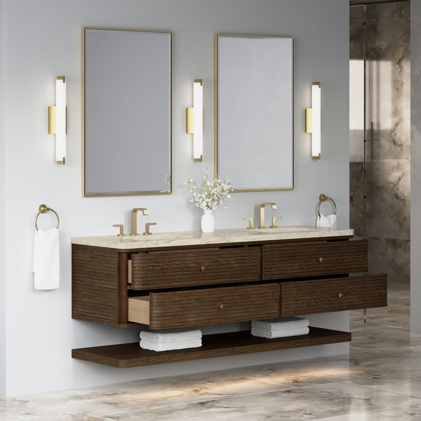Renovate for Less Atlanta Allamari 72" Double Vanity, Sable w/ 3 CM Tajnar Eclos Top