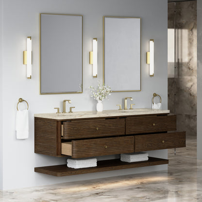 Renovate for Less Atlanta Allamari 72" Double Vanity, Sable w/ 3 CM Tajnar Eclos Top