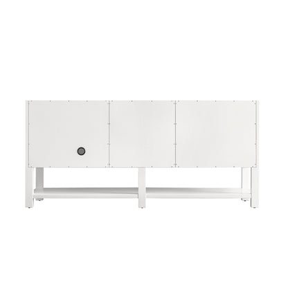Renovate for Less Atlanta Breckenridge 72" Double Vanity, Bright White w/ 3 CM Charcoal Soapstone Top