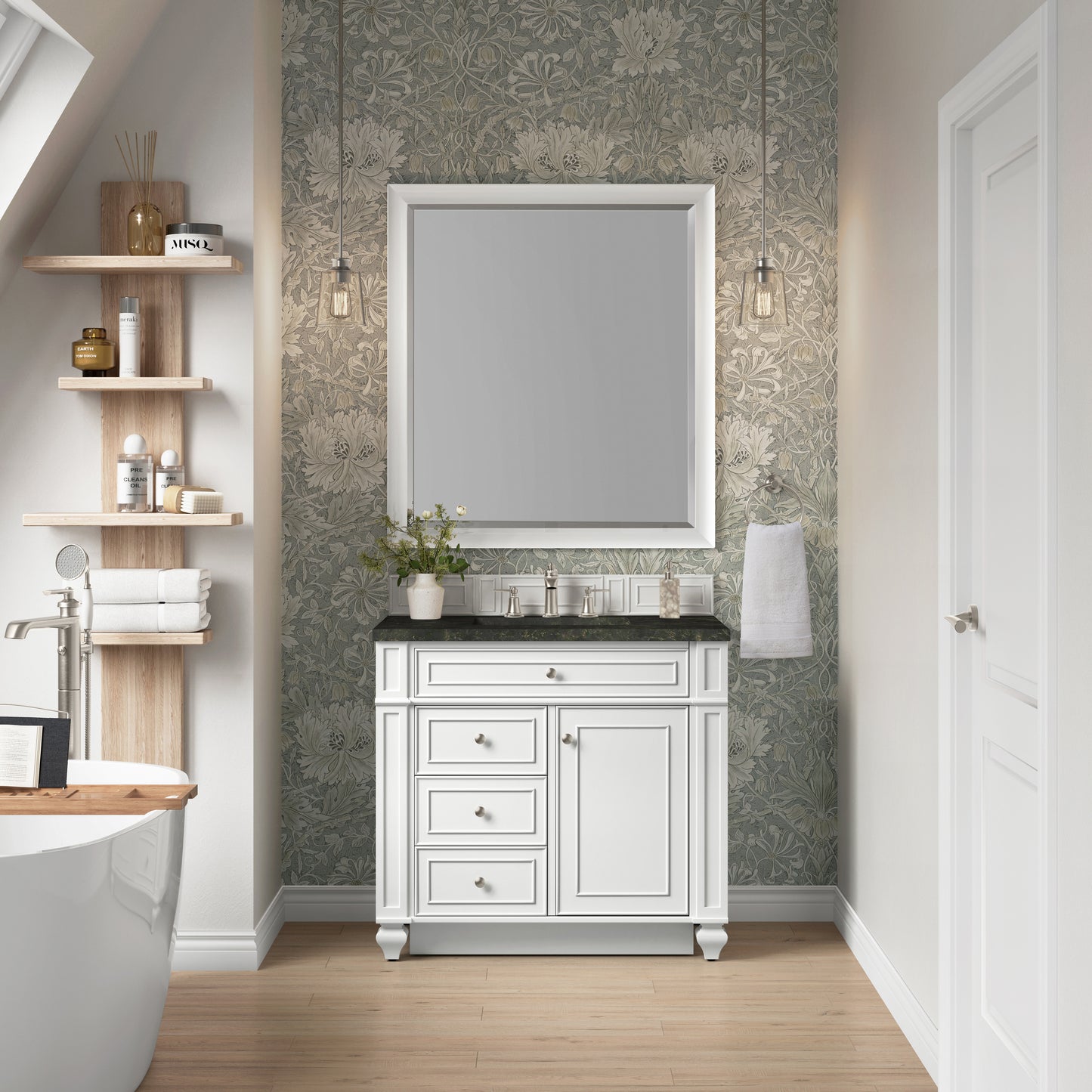 Renovate for Less Atlanta Bristol 36" Single Vanity, Bright White, w/ 3 CM Phantome Eclos Top