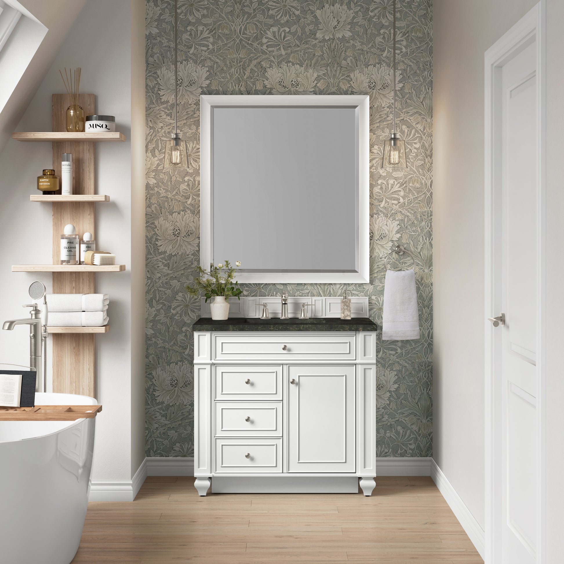 Renovate for Less Atlanta Bristol 36" Single Vanity, Bright White, w/ 3 CM Phantome Eclos Top