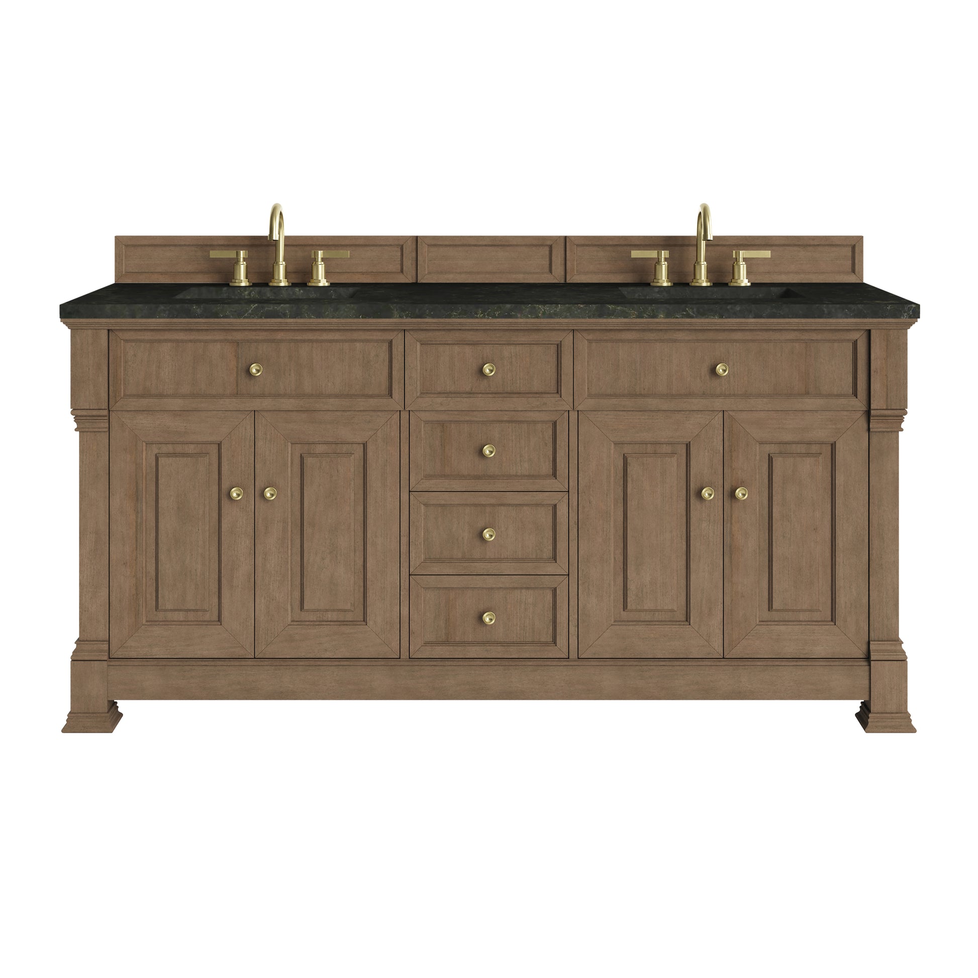 Renovate for Less Atlanta Brookfield 72" Double Vanity, Pecan, w/ 3 CM Phantome Eclos Top