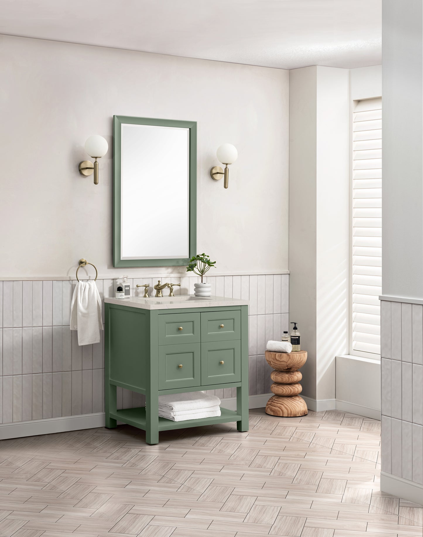 Renovate for Less Atlanta Breckenridge 30" Single Vanity, Smokey Celadon, w/ 3 CM Siberian Silestone Top