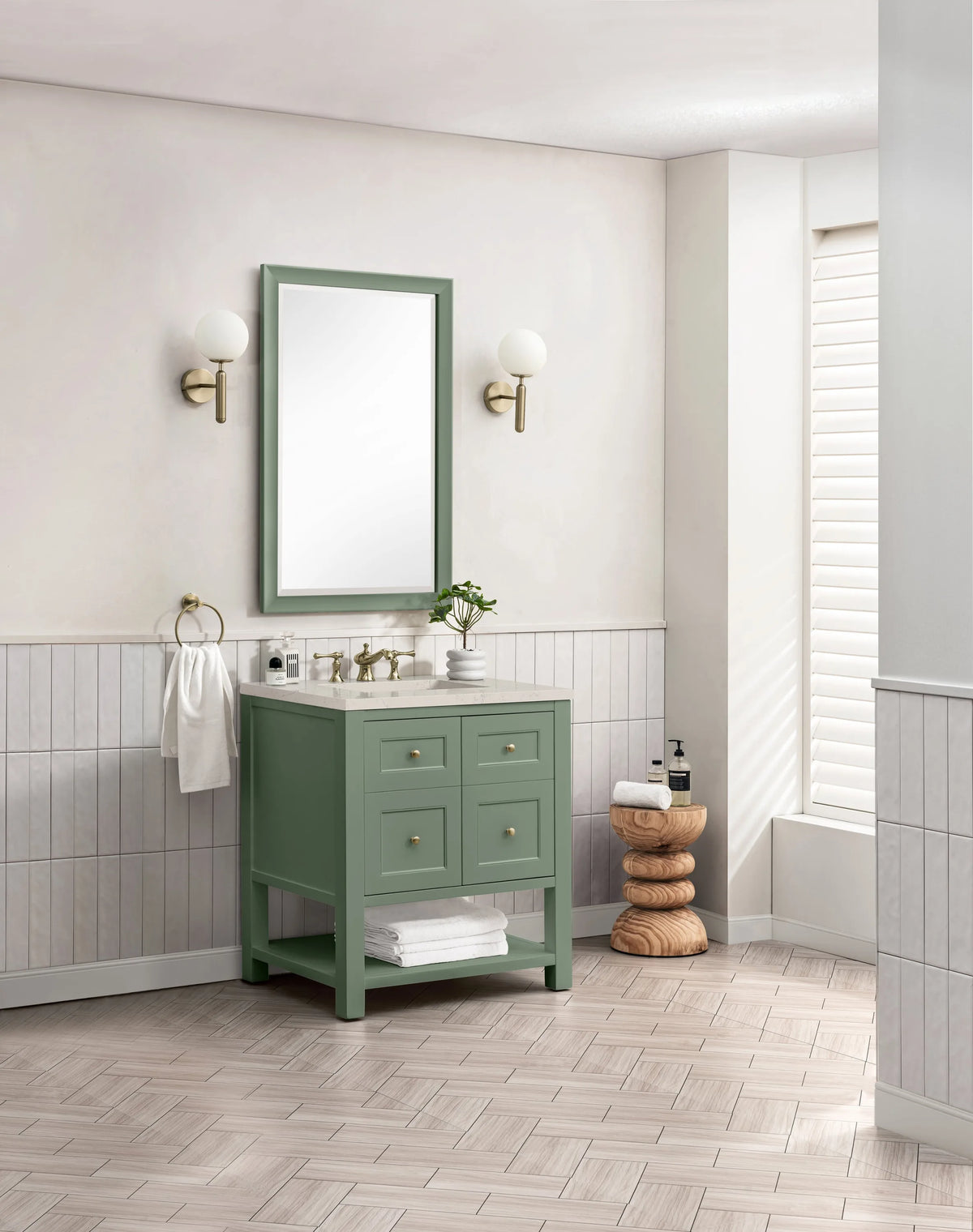 Breckenridge 30" Single Vanity, Smokey Celadon, w/ 3 CM Siberian Silestone Top