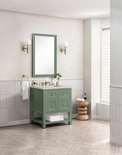 Breckenridge 30" Single Vanity, Smokey Celadon, w/ 3 CM Siberian Silestone Top