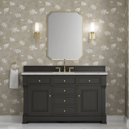 Brookfield 60" Single Vanity, Black Onyx w/3CM Eternal Jasmine Pearl Silestone Top w/ FreePower Wireless Charger