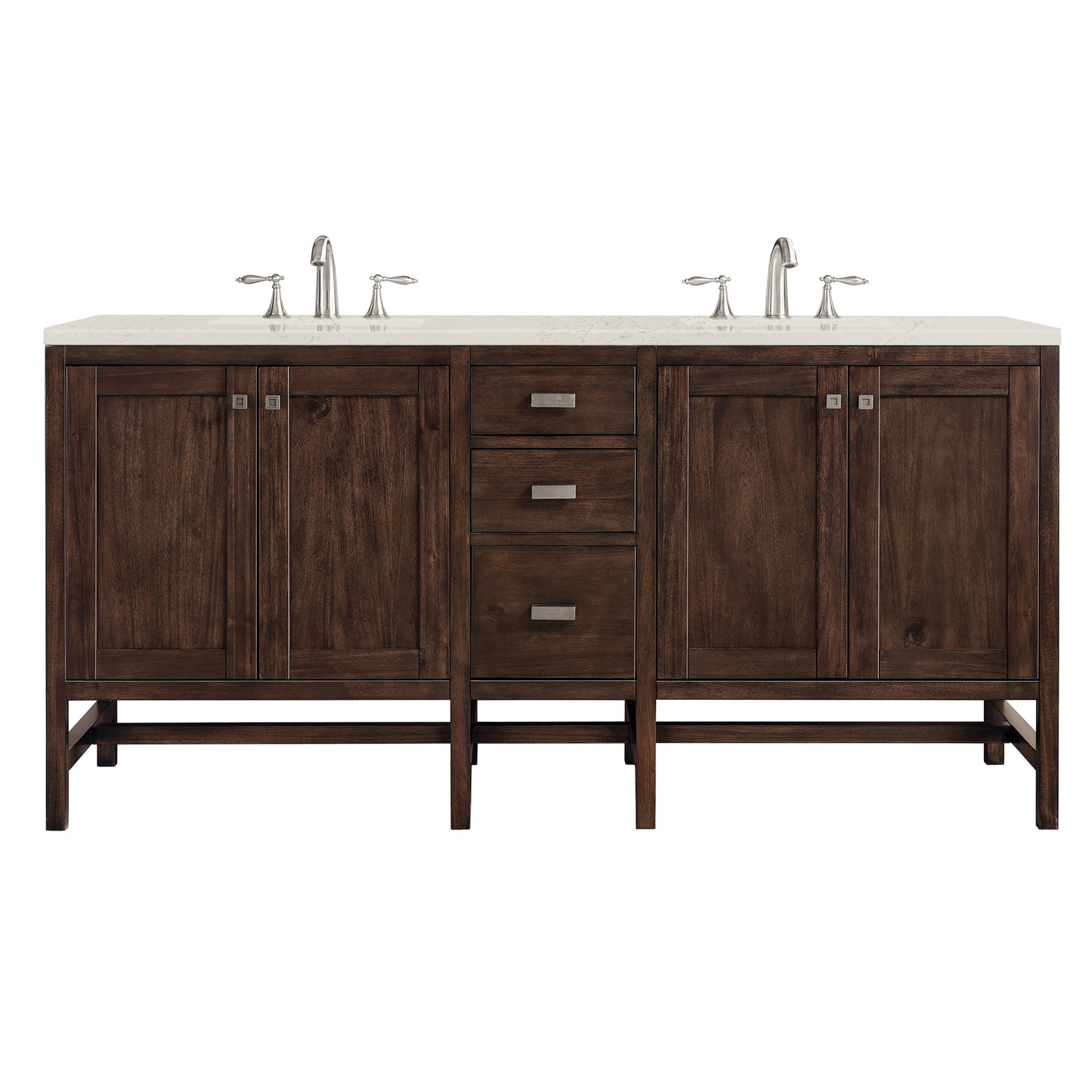 Renovate for Less Atlanta Addison 72" Double Vanity, Mid-Century Acacia, w/ 3 CM Siberian Silestone Top