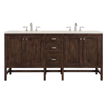 Renovate for Less Atlanta Addison 72" Double Vanity, Mid-Century Acacia, w/ 3 CM Siberian Silestone Top