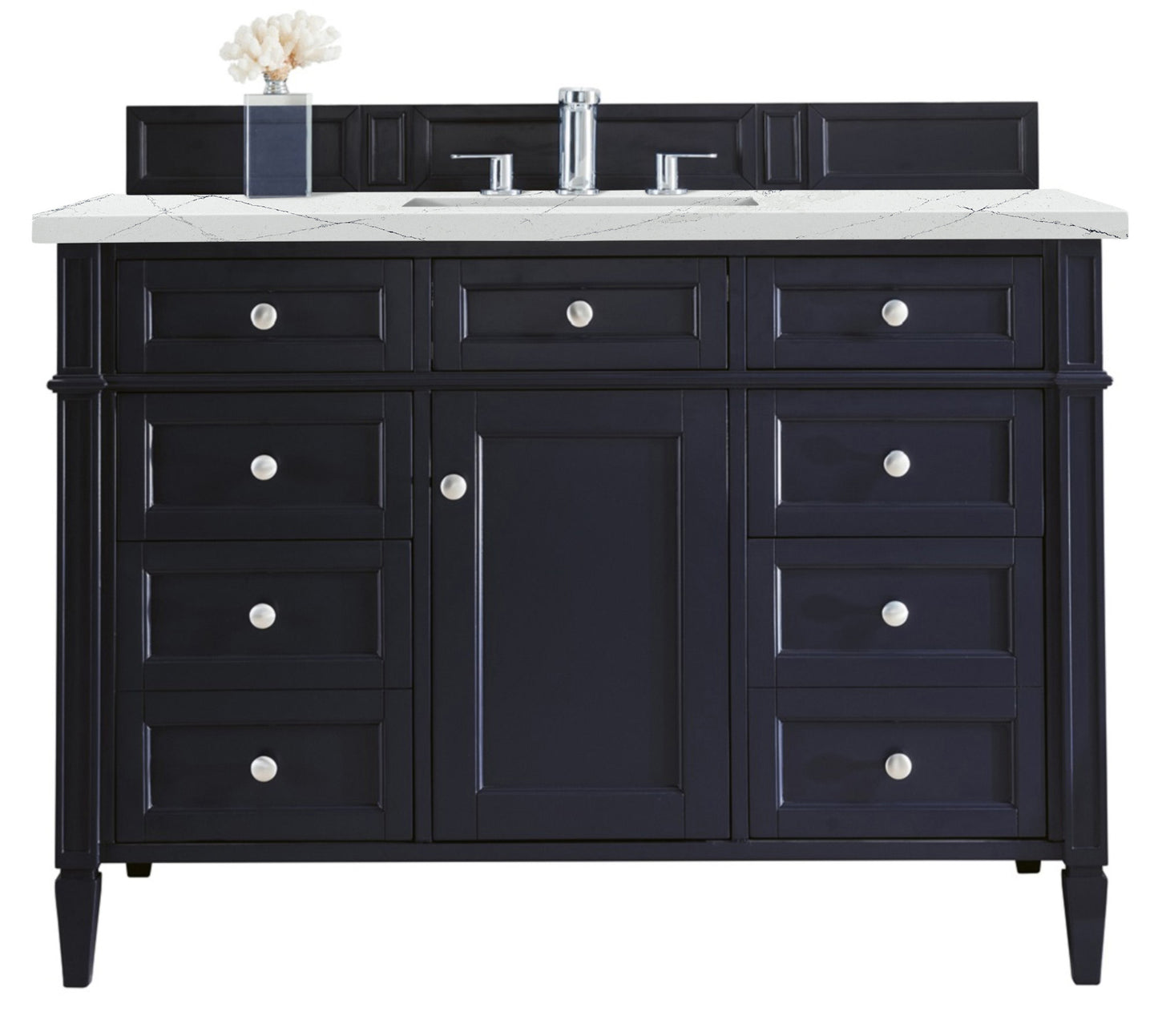 Renovate for Less Atlanta Brittany 48" Single Vanity, Victory Blue w/ 3 CM Ethereal Noctis Silestone Top w/FreePower Wireless Charger