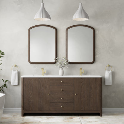 Renovate for Less Atlanta Gracyn 72" Double Vanity, Sable, w/ 3 CM White Zeus Quartz Top