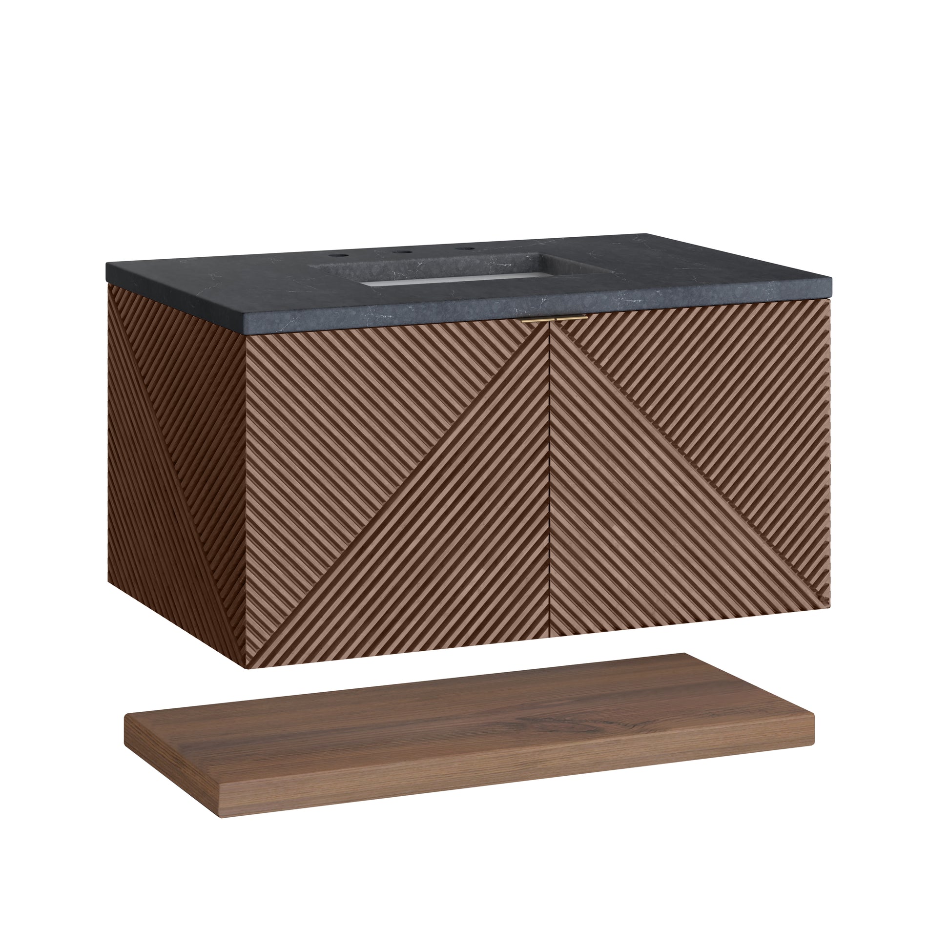 Renovate for Less Atlanta Marcello 36" Single Vanity, Chestnut w/ 3 CM Charcoal Soapstone Top