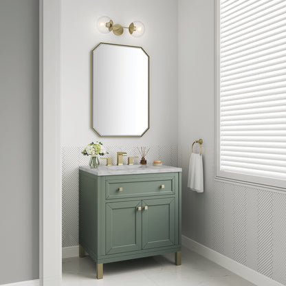 Renovate for Less Atlanta Chicago 30" Single Vanity, Smokey Celadon, w/ 3 CM Victorian Silver Silestone® Top